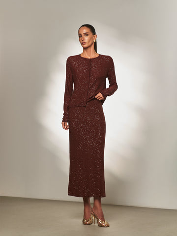 KIARA sequin skirt, copper