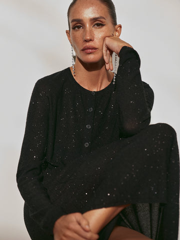 KIARA sequin cardigan, black