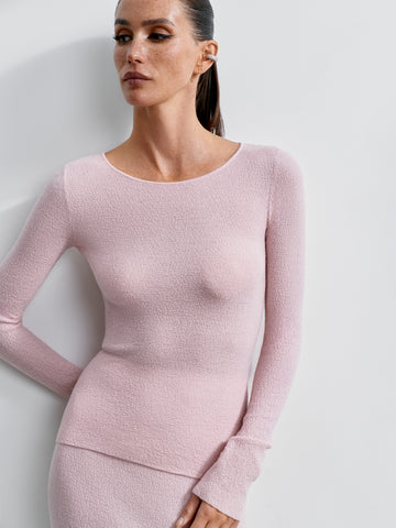 VIVIAN textured merino wool jumper, pink