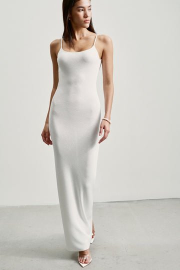 SICILIA open-back dress with pearl strand, white