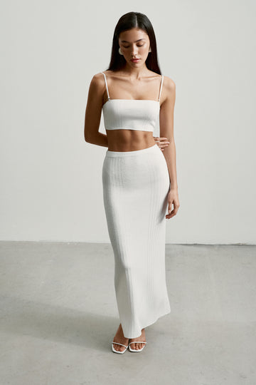 SICILIA lurex bandeau top, white