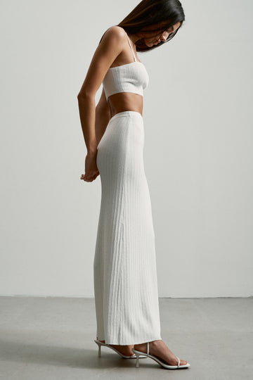 SICILIA lurex ribbed skirt, white