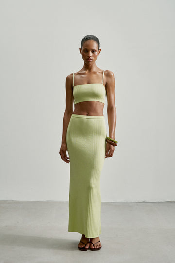 SICILIA lurex ribbed skirt, lime