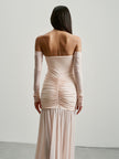 FLORENCE off-shoulder draped dress, light pink