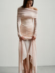 FLORENCE off-shoulder draped dress, light pink