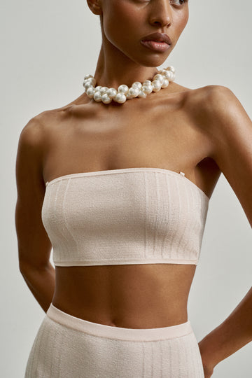 SICILIA lurex bandeau top, peach