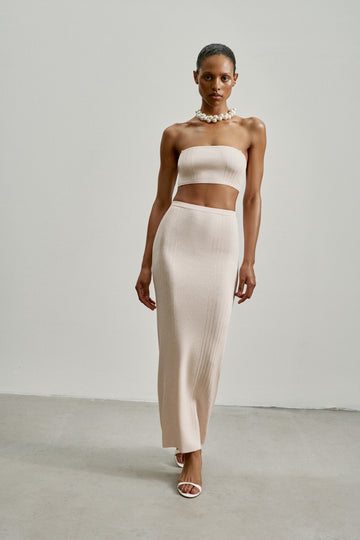 SICILIA lurex ribbed skirt, peach