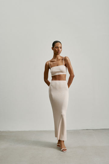 SICILIA lurex ribbed skirt, peach