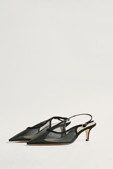 EDGI mesh slingback heels, black
