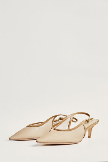 EDGI mesh slingback heels, beige