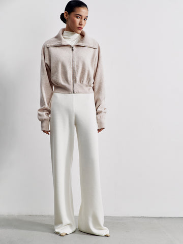 Andrea relaxed fit pants with elastic waist, white
