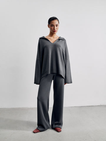 ANDREA oversized polo jumper, graphite