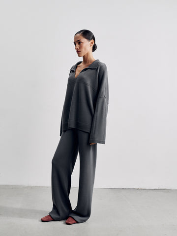 ANDREA oversized polo jumper, graphite