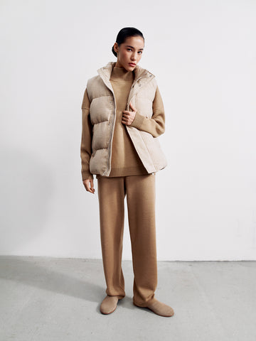 WEEKEND straight leg high waist merino wool pants, beige