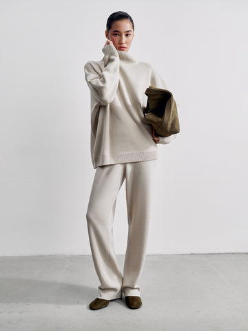 WEEKEND high neck merino wool sweater, pearl
