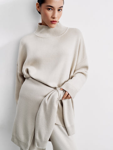 WEEKEND high neck merino wool sweater, pearl
