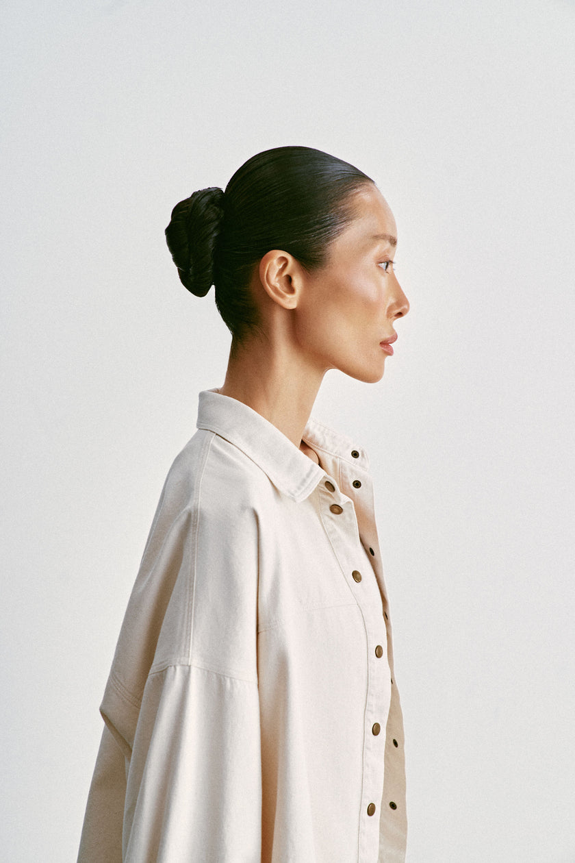 TANA relaxed fit denim shirt, milk