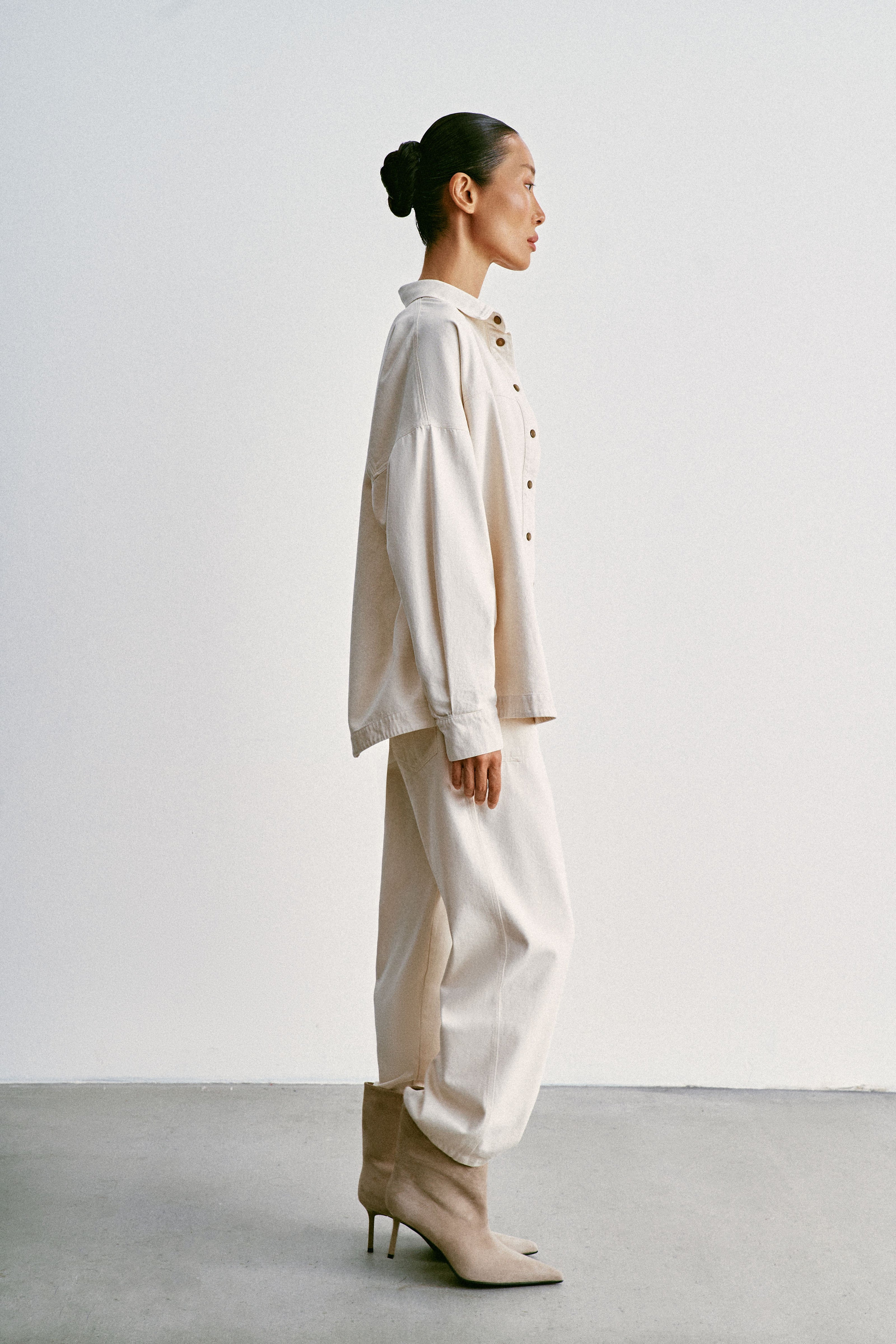 TANA relaxed fit denim shirt, milk