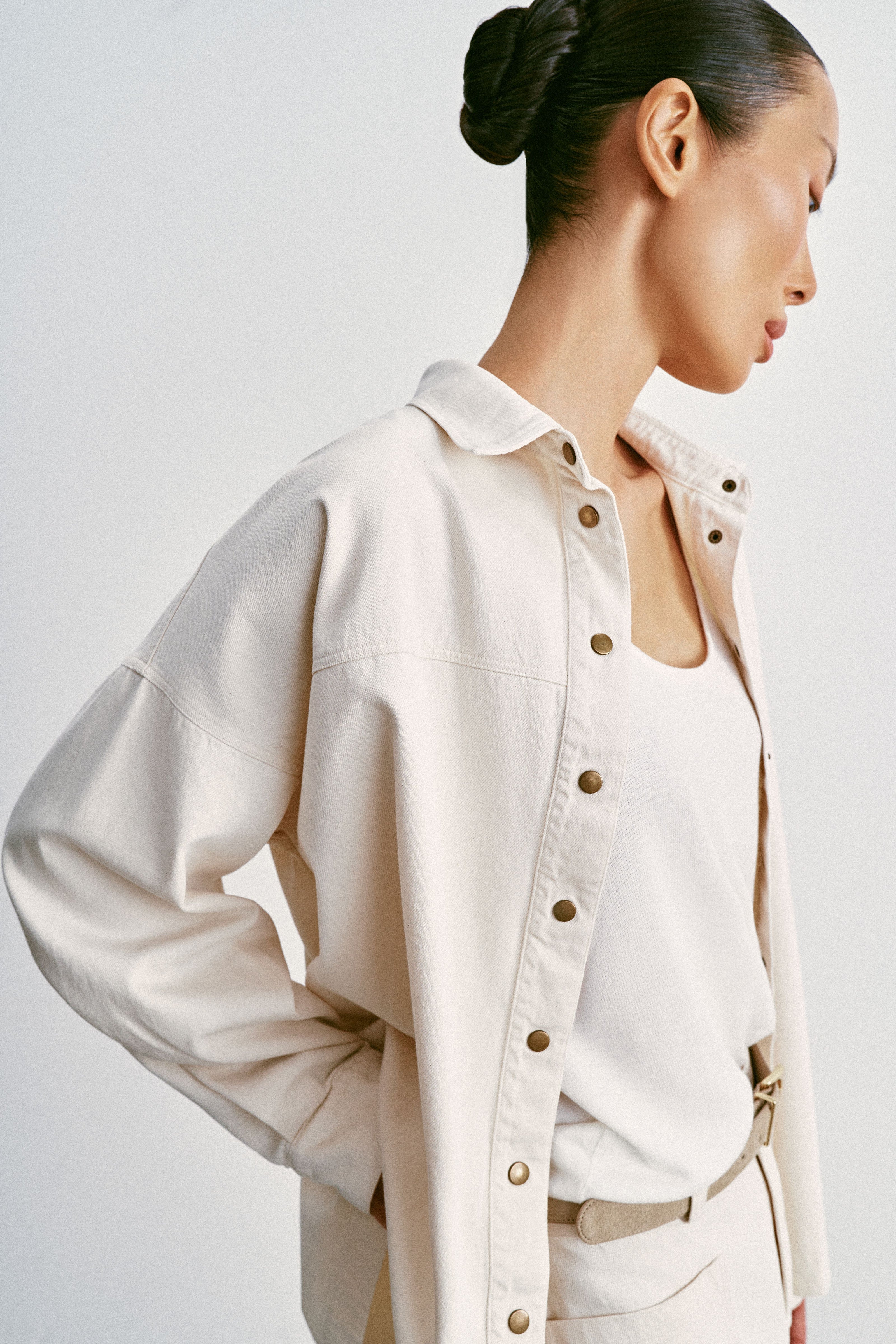 TANA relaxed fit denim shirt, milk