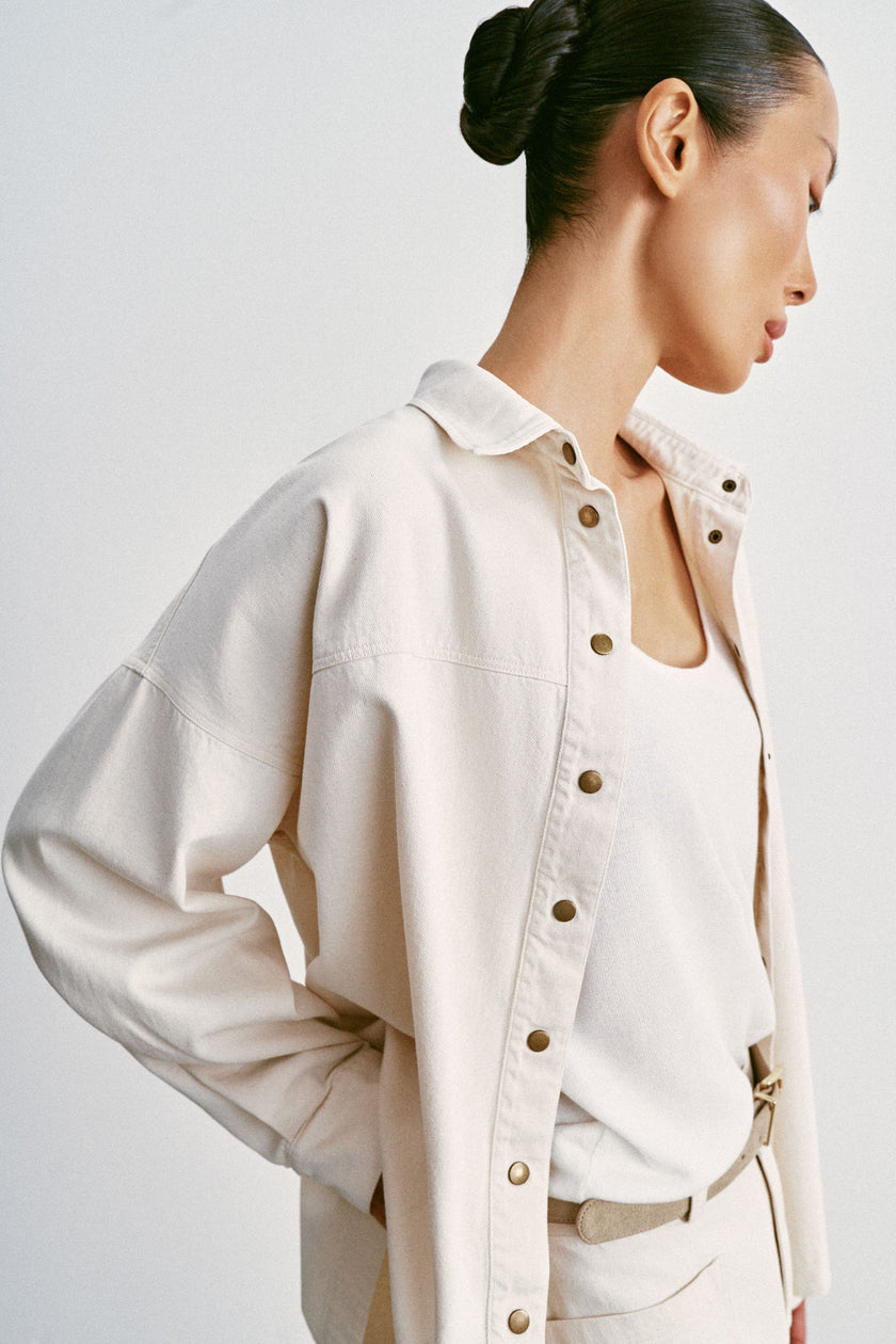 TANA relaxed fit denim shirt, milk
