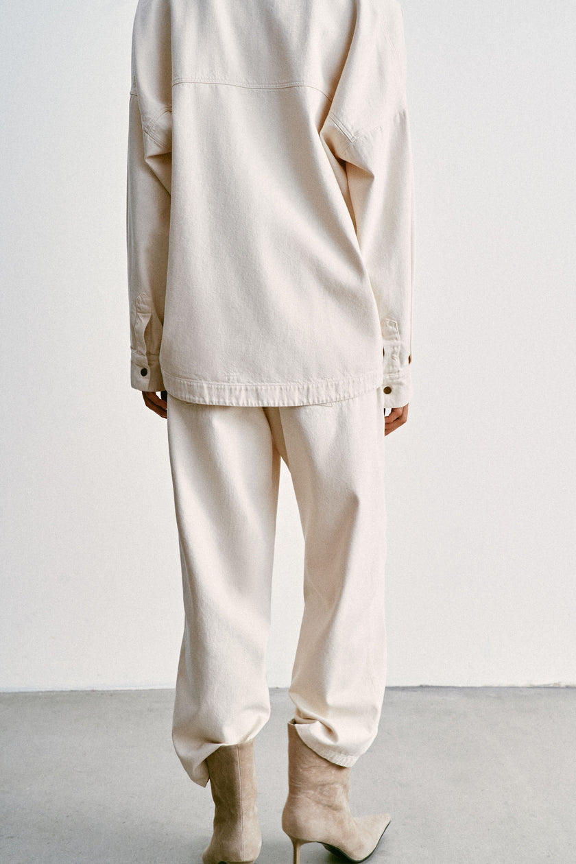 TANA high-waist cropped pants, milk