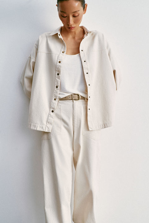 TANA relaxed fit denim shirt, milk
