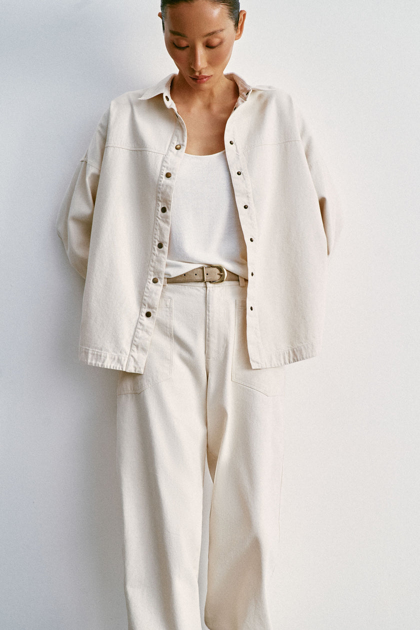 TANA relaxed fit denim shirt, milk