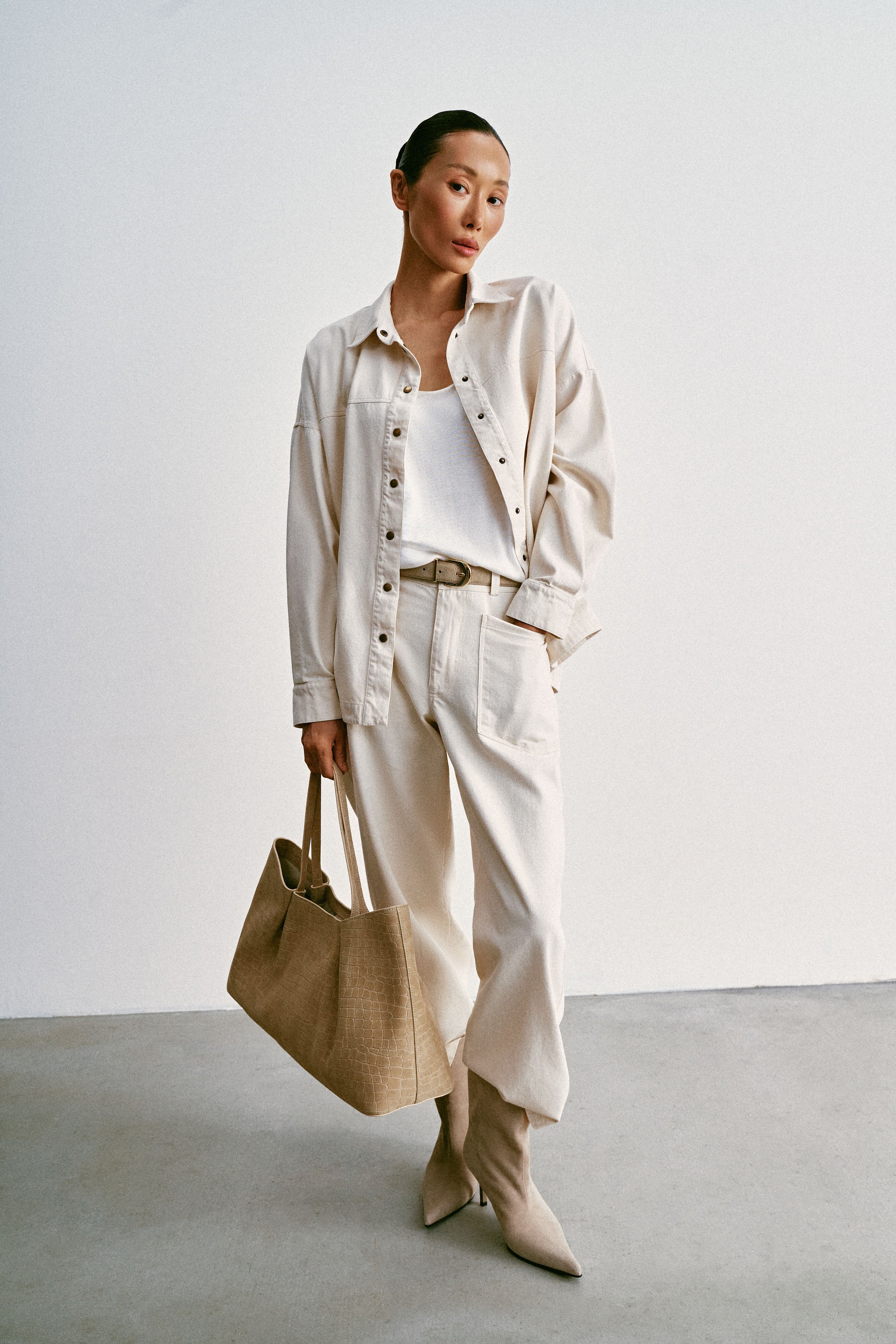 TANA relaxed fit denim shirt, milk