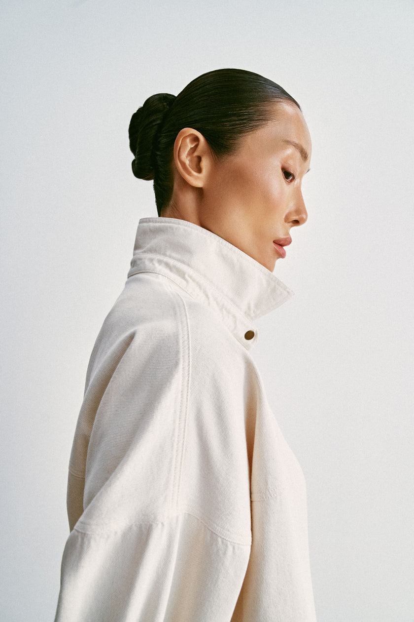 TANA relaxed fit denim shirt, milk