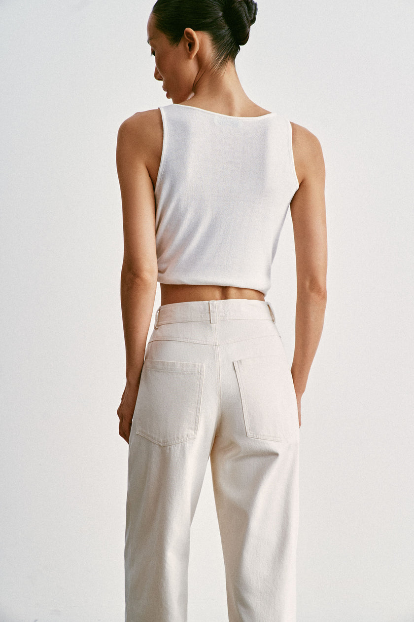 TANA high-waist cropped pants, milk