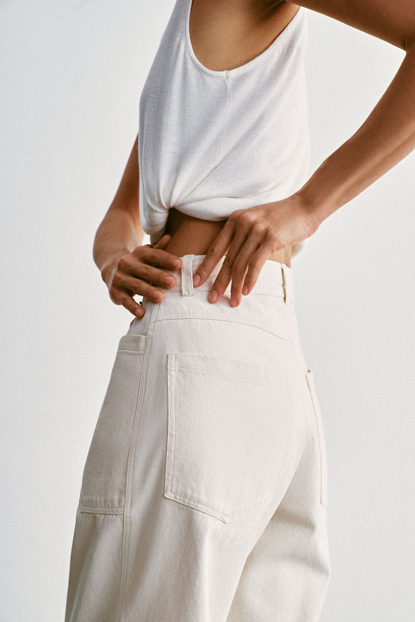 TANA high-waist cropped pants, milk
