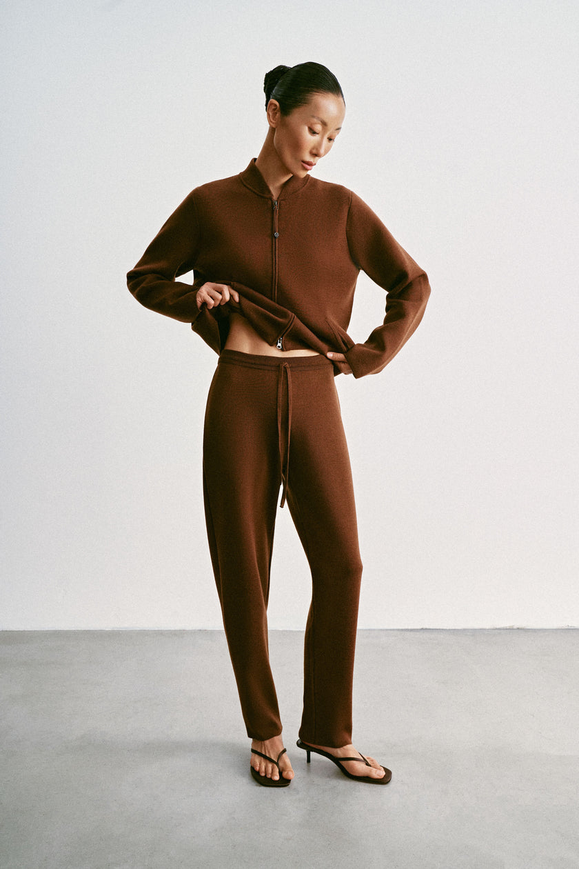 ASHLEY drawstring tapered pants, caramel