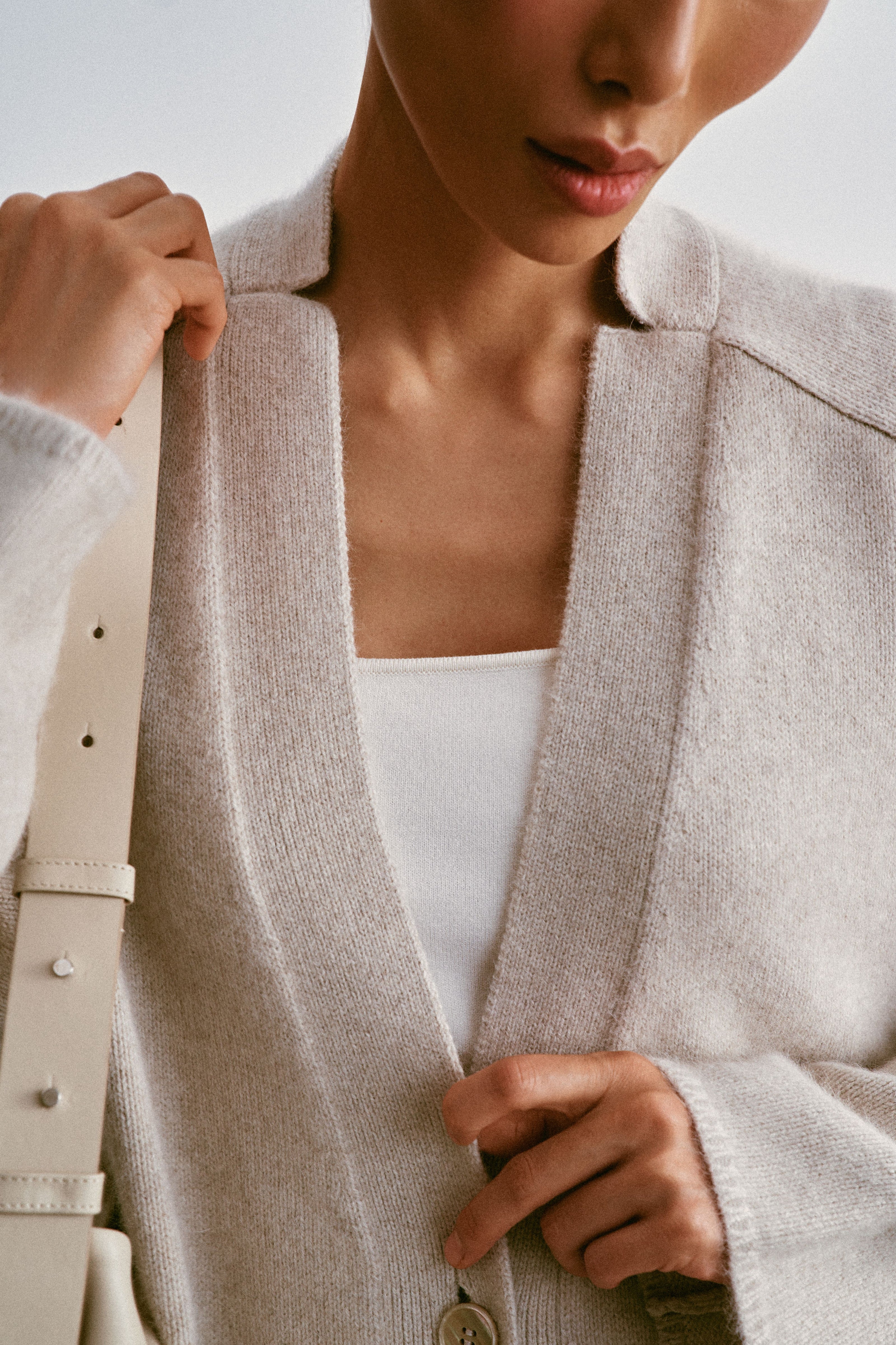 ANGELINA one-button cardigan coat, pearl