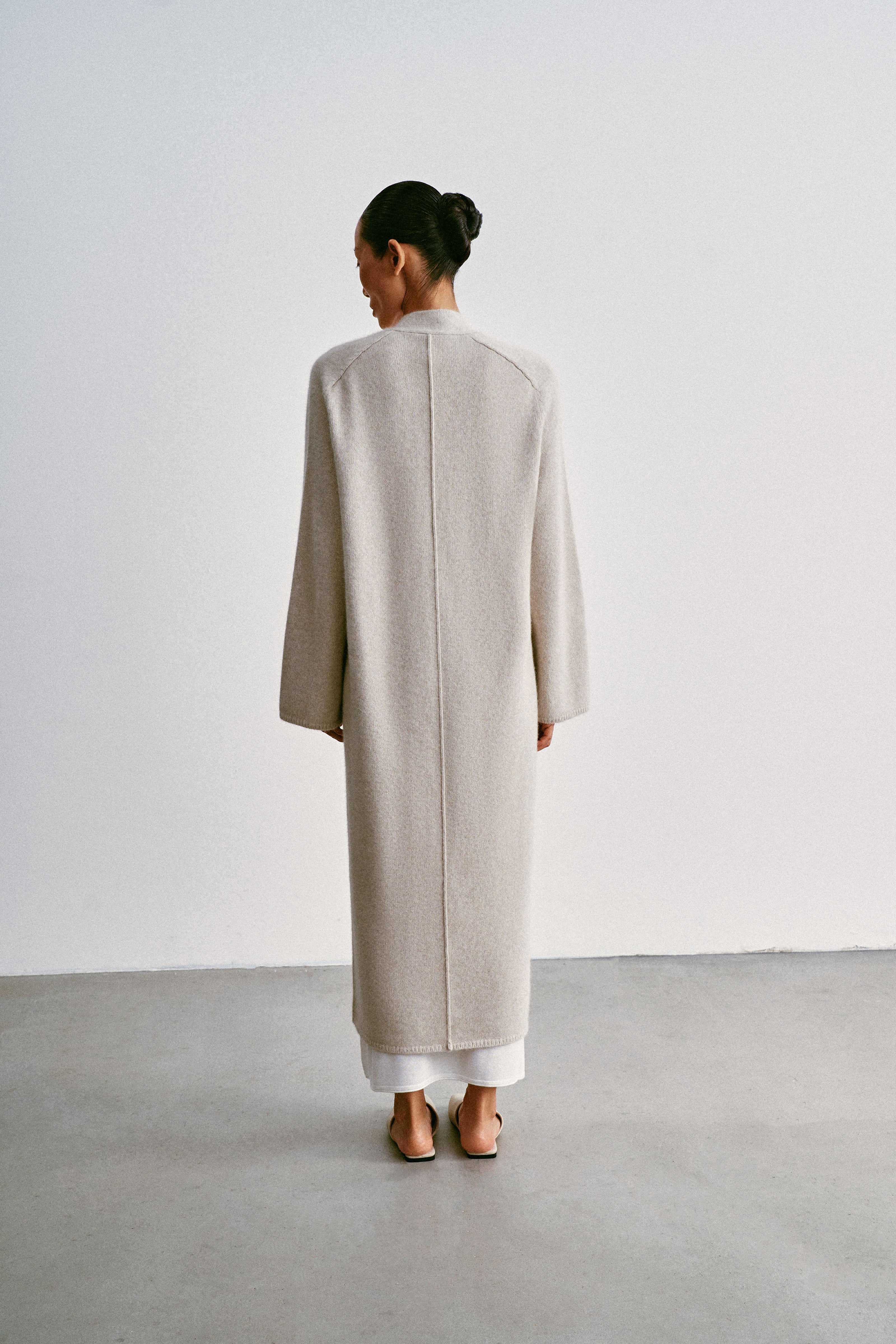 ANGELINA one-button cardigan coat, pearl