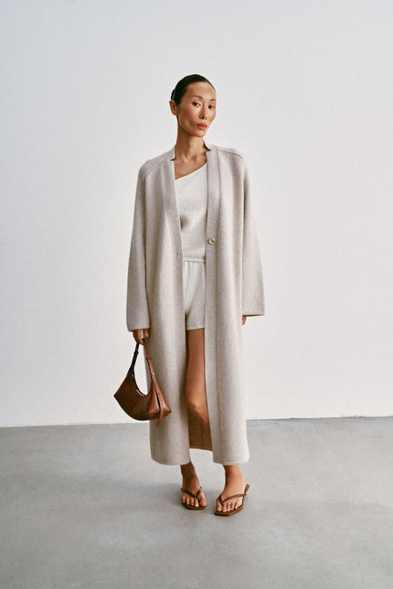ANGELINA one-button cardigan coat, pearl