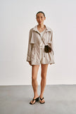 SASHA Drawstring-Waist Windbreaker, light gray