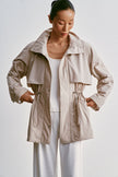 SASHA Drawstring-Waist Windbreaker, light gray