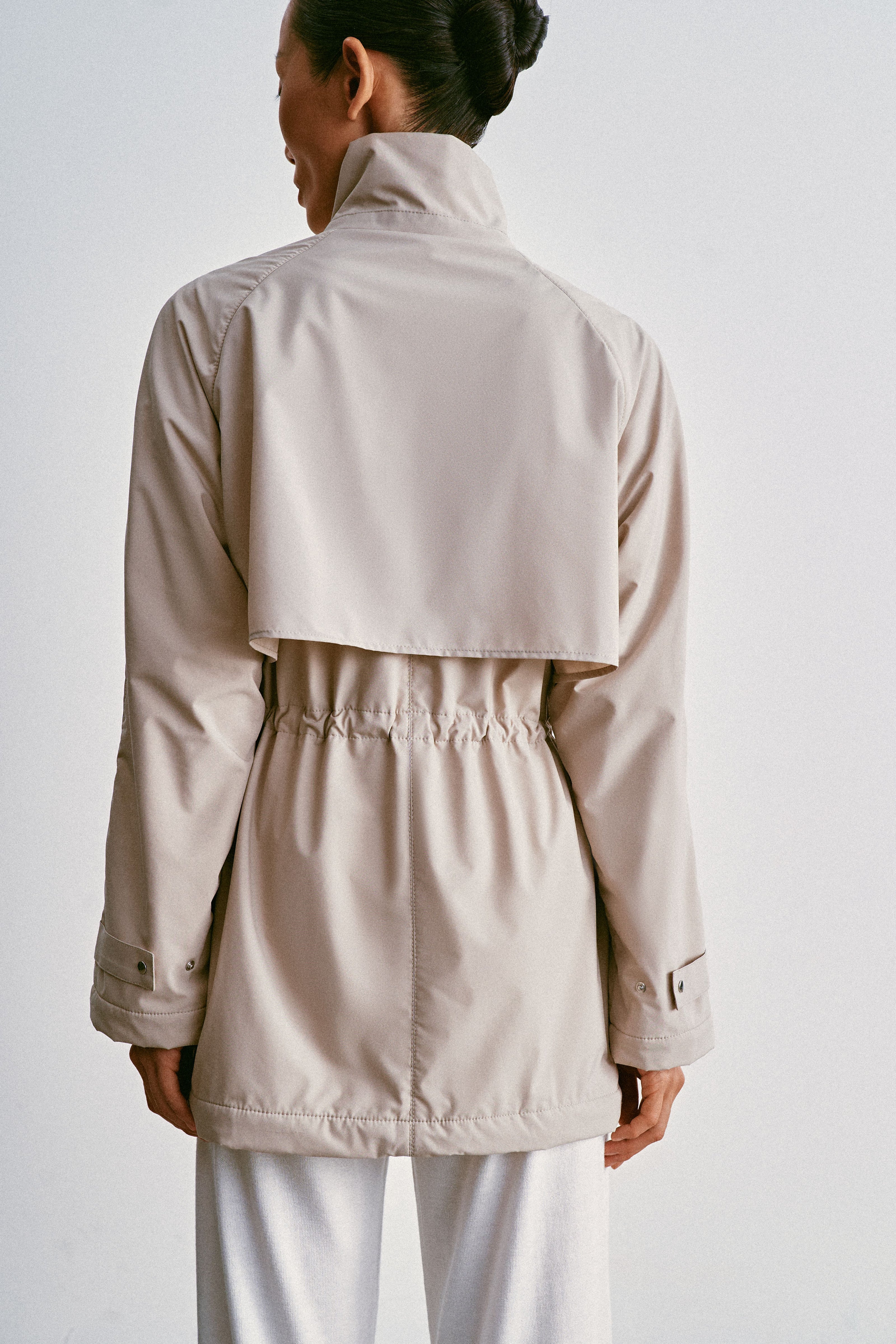 SASHA Drawstring-Waist Windbreaker, light gray