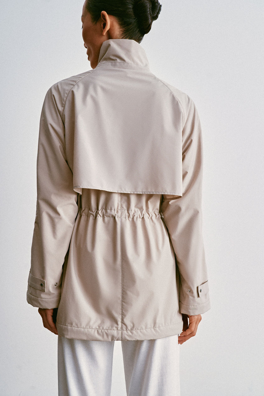 SASHA Drawstring-Waist Windbreaker, light gray