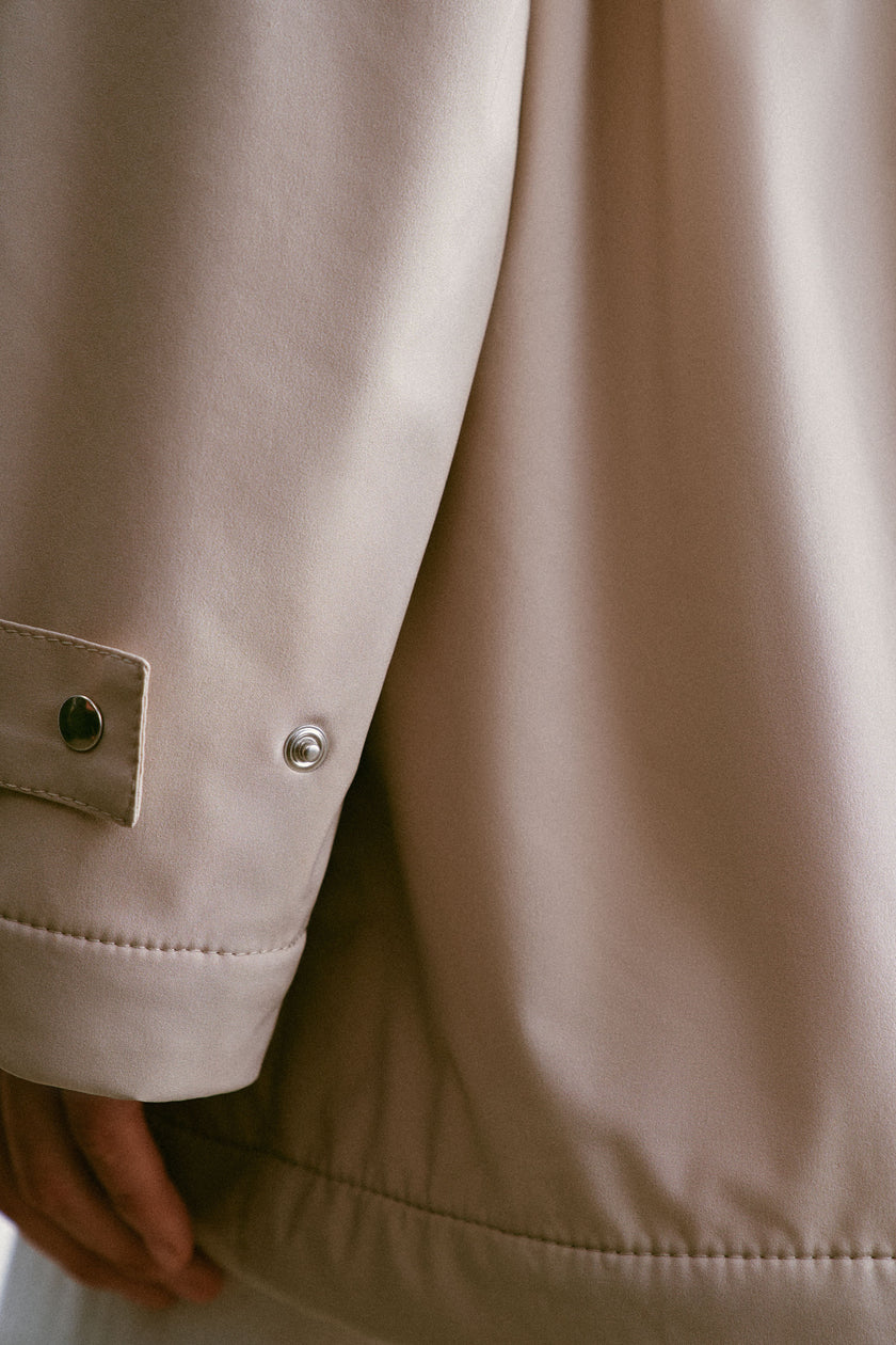 SASHA Drawstring-Waist Windbreaker, light gray
