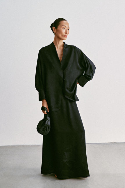 TAMUNA fluid drape skirt, black