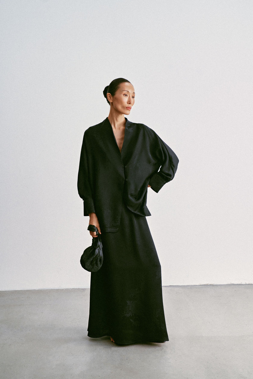 TAMUNA fluid drape skirt, black