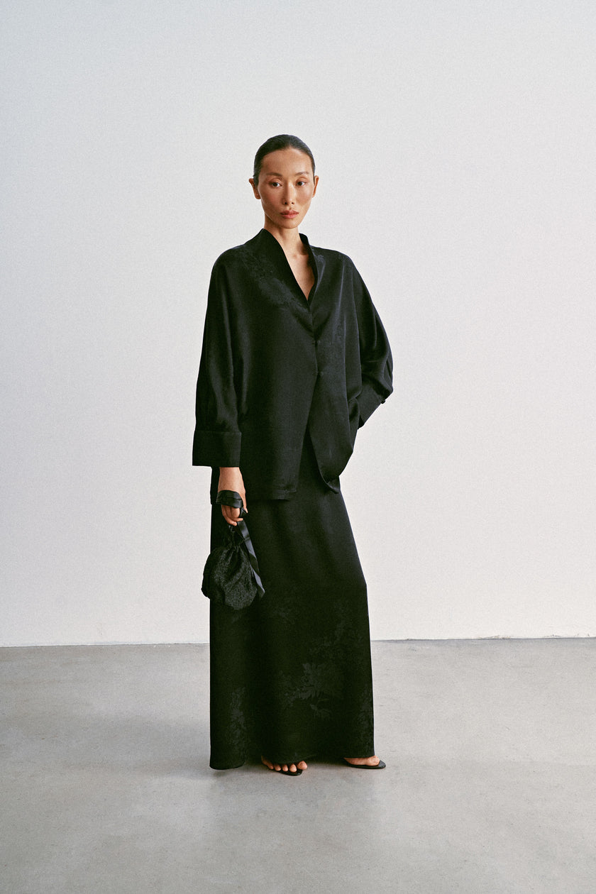 TAMUNA kimono shirt, black