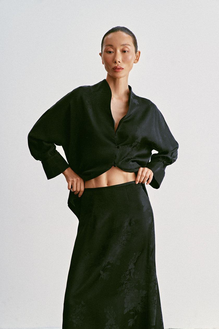 TAMUNA fluid drape skirt, black