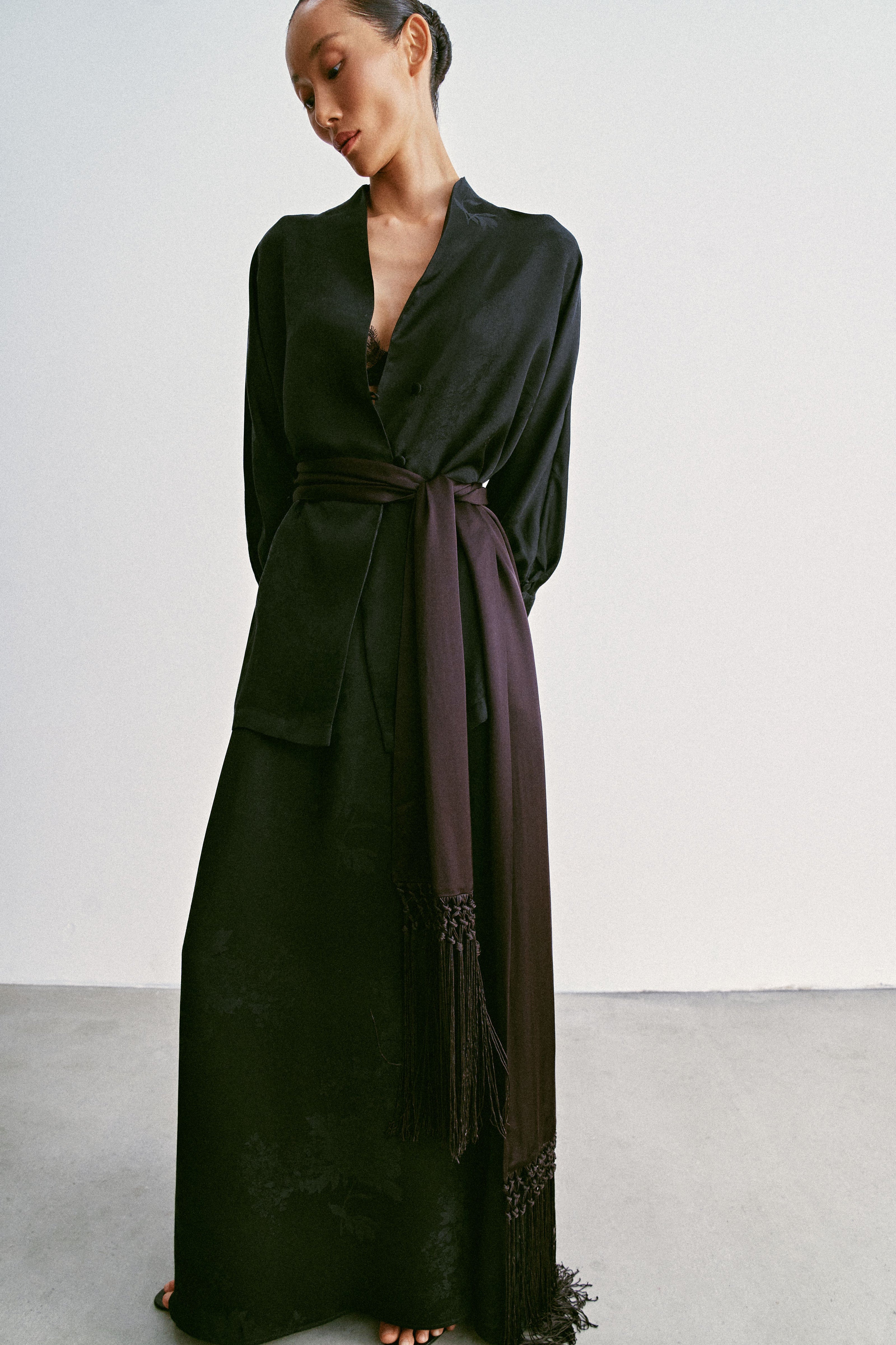 TAMUNA fluid drape skirt, black