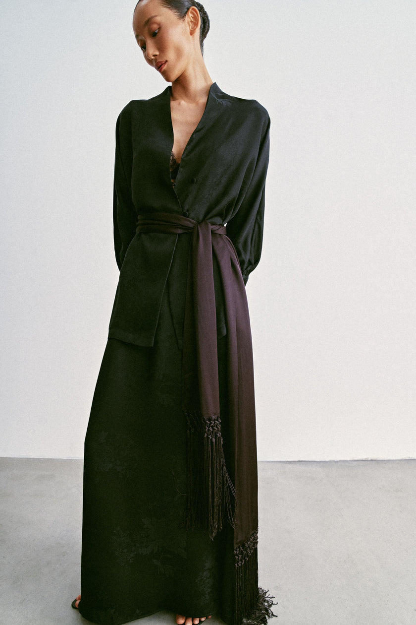 TAMUNA fluid drape skirt, black