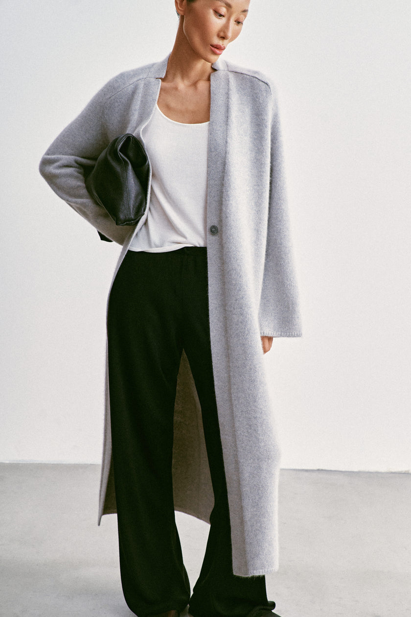 ANGELINA one-button cardigan coat, gray
