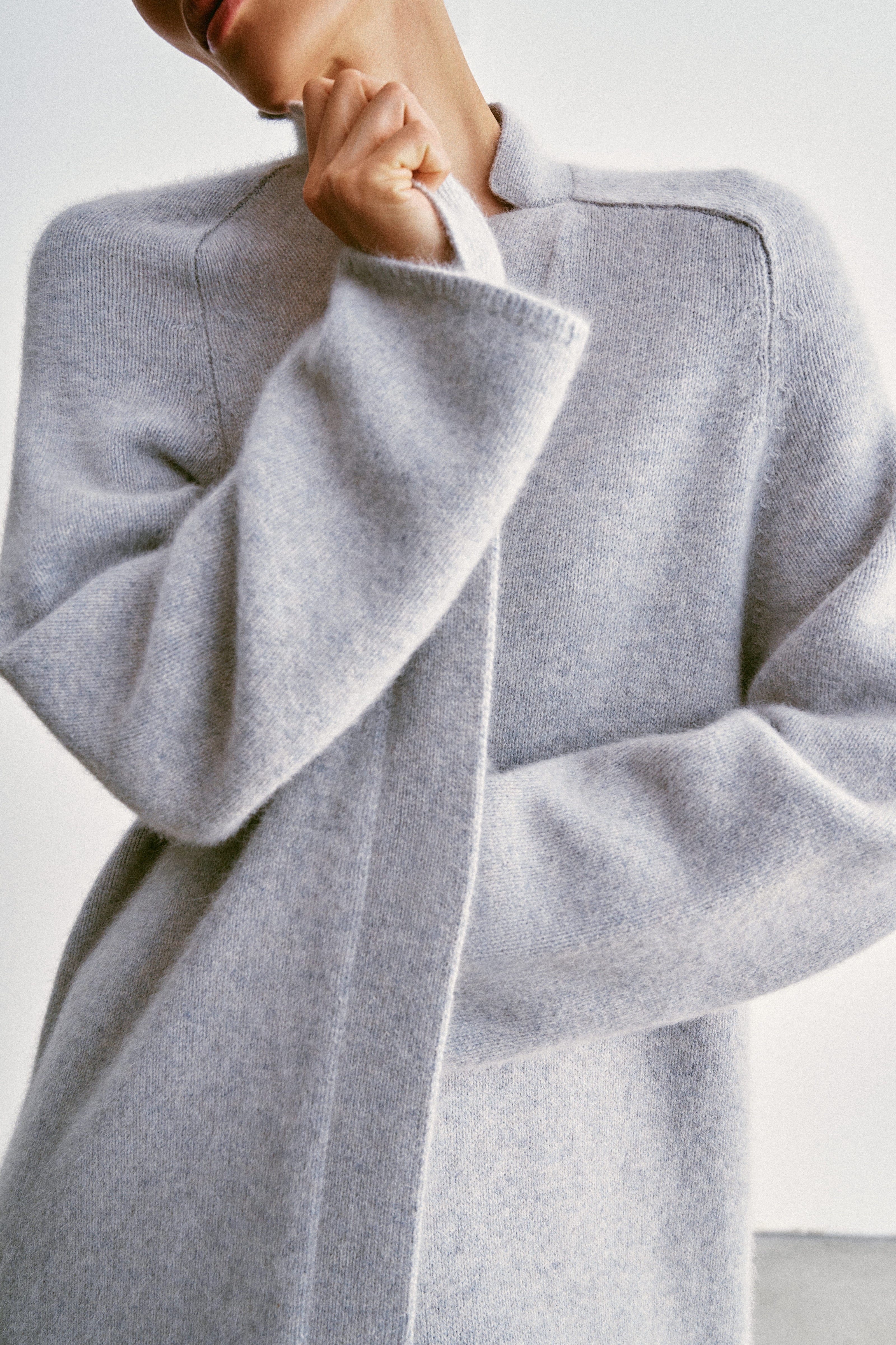 ANGELINA one-button cardigan coat, gray