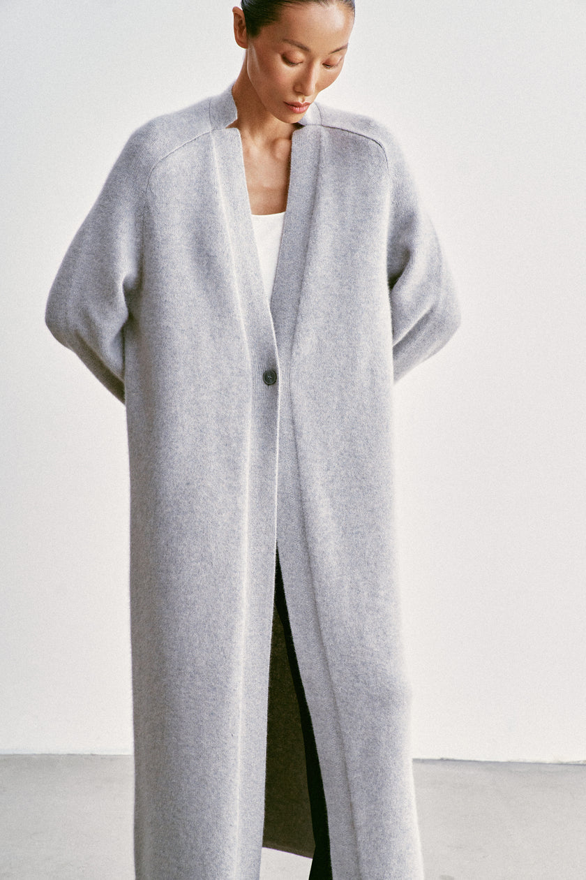 ANGELINA one-button cardigan coat, gray