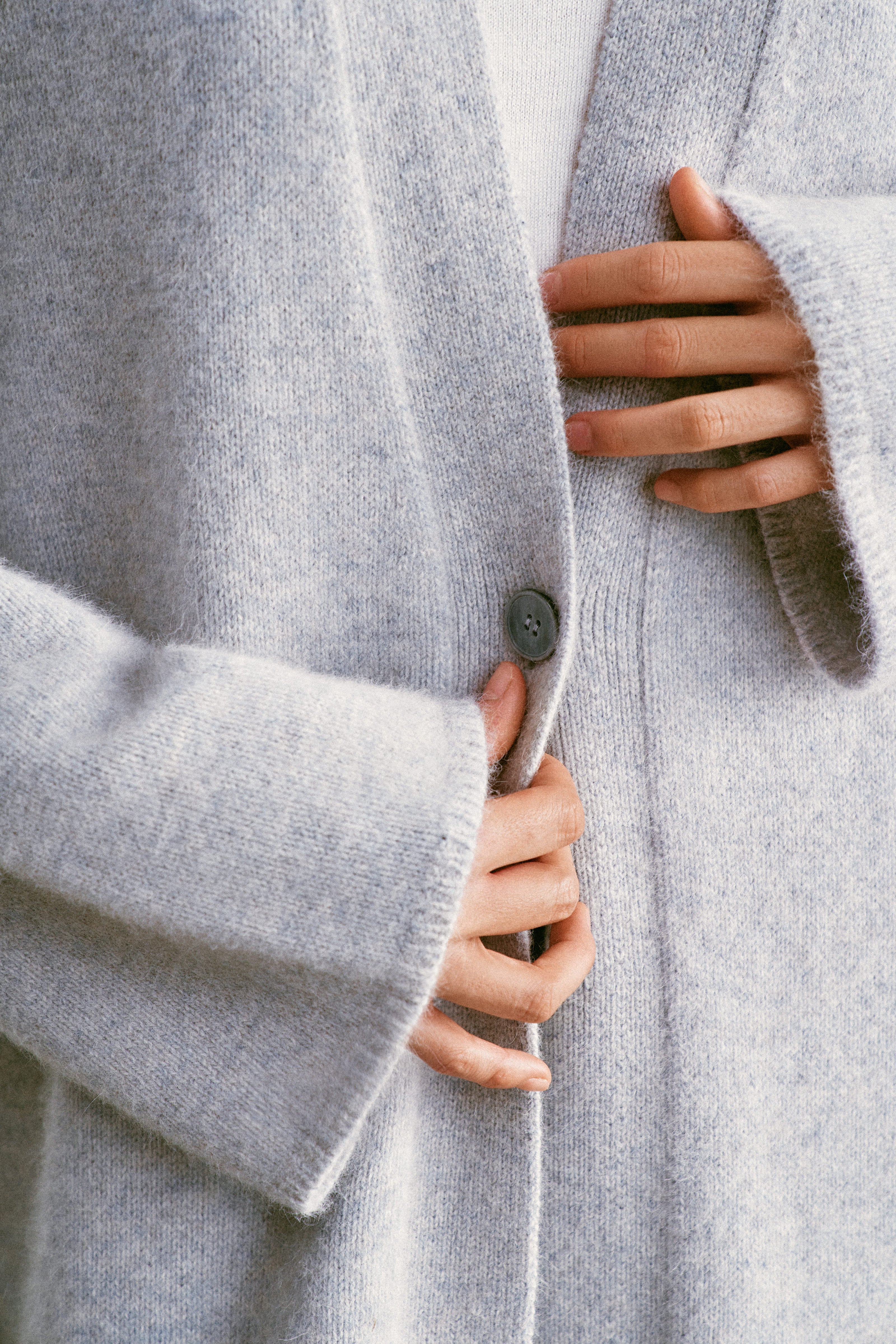 ANGELINA one-button cardigan coat, gray